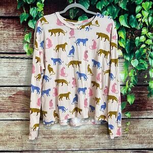 Honeydew Play it Cool Lounge Pajama Top Cheetah Medium Long Sleeve Shirt Leopard